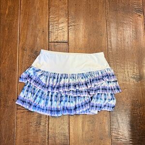 Lucky in Love Purple and White Ruffled Mini Skirt for tennis